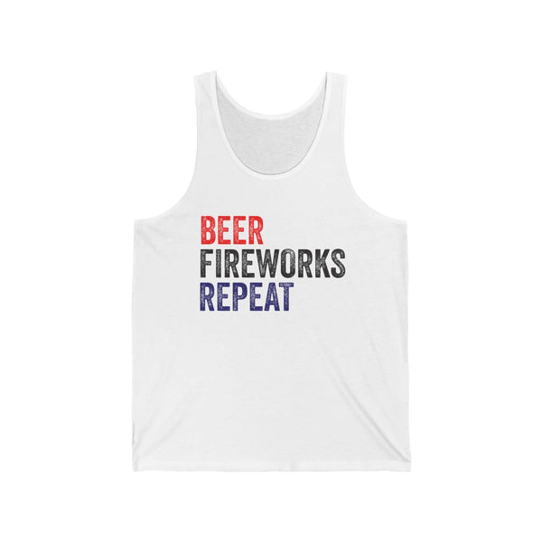 Beer Fireworks Repeat Tank Top